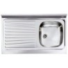 LAVELLO APPOGGIO INOX CM 90X50 1 VASCA SX CON GOCCIOLATOIO DX