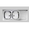 LAVELLO APPOGGIO INOX CM 120X50 2 VASCHE SX CON GOCCIOLATOIO DX