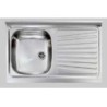 LAVELLO APPOGGIO INOX CM 80X50 1 VASCA SX CON GOCCIOLATOIO DX
