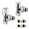 VALVOLA TERMOSTATIZZABILE + DETENTORE + RACCORDINI RAME 12 (PZ 2)+  DA 1/2 INOX LUCIDO