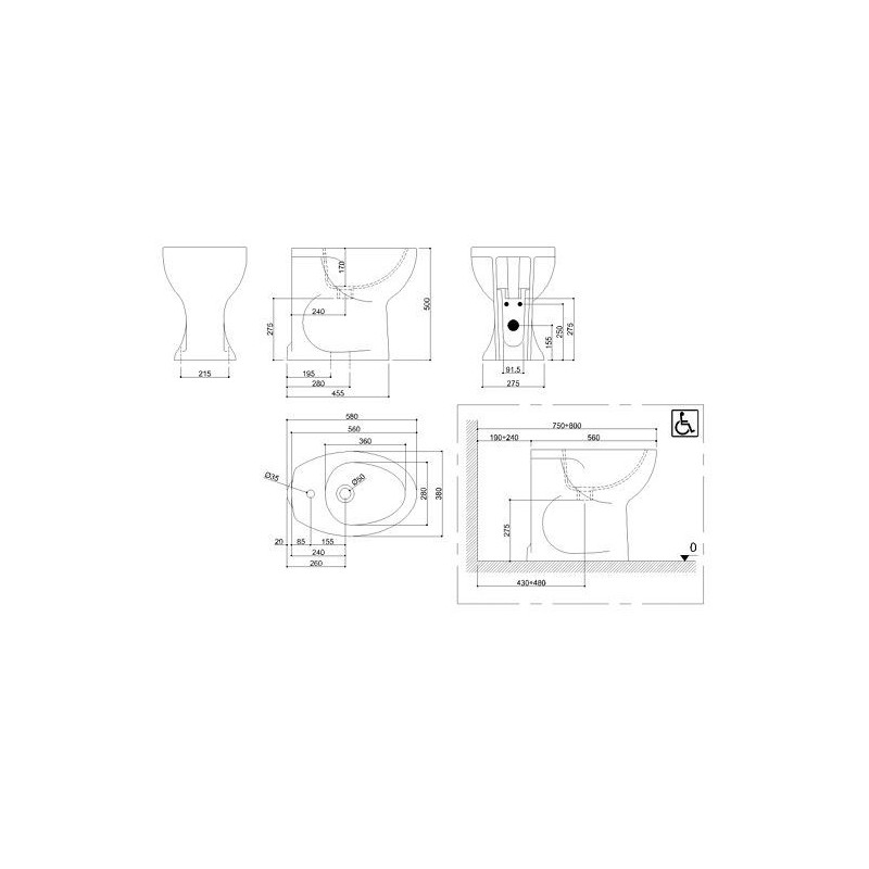 BIDET A PAVIMENTO PONTE GIULIO CM 50