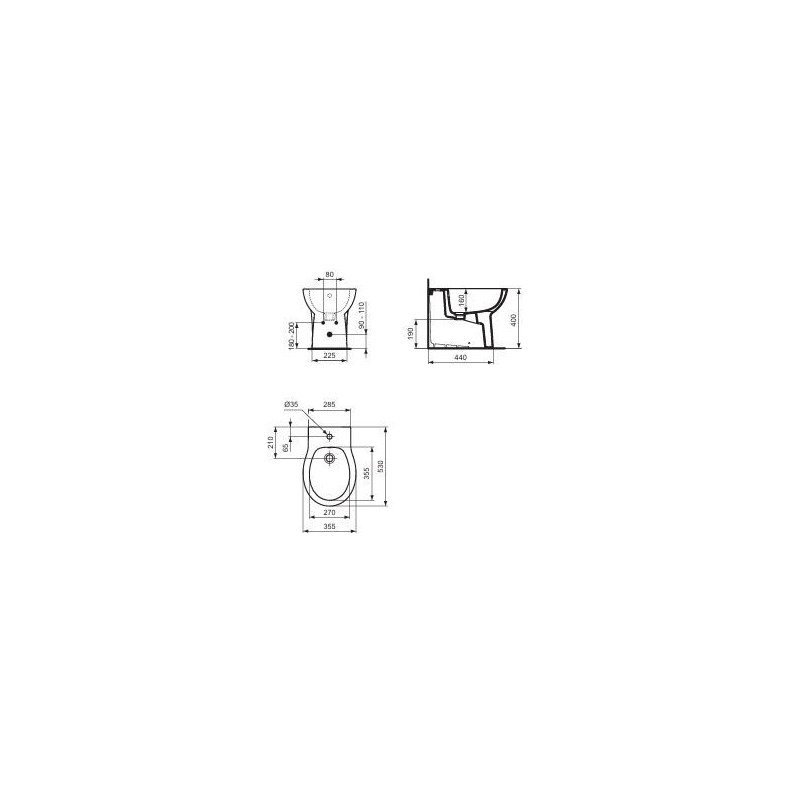 BIDET FILO MURO  BIANCO IDEAL STANDARD QUARZO