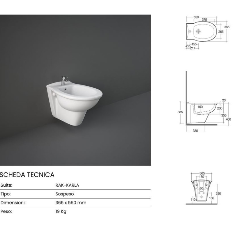 BIDET KARLA SOSPESO  BIANCO KARLA