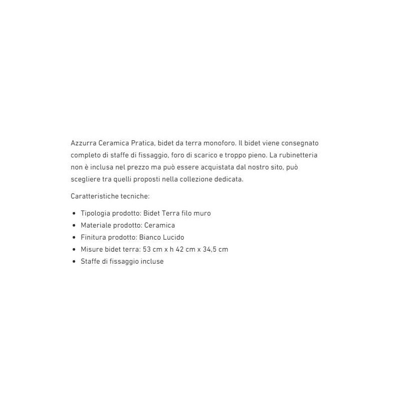 BIDET PRATICA AZZURRA FILO MURO BIANCO