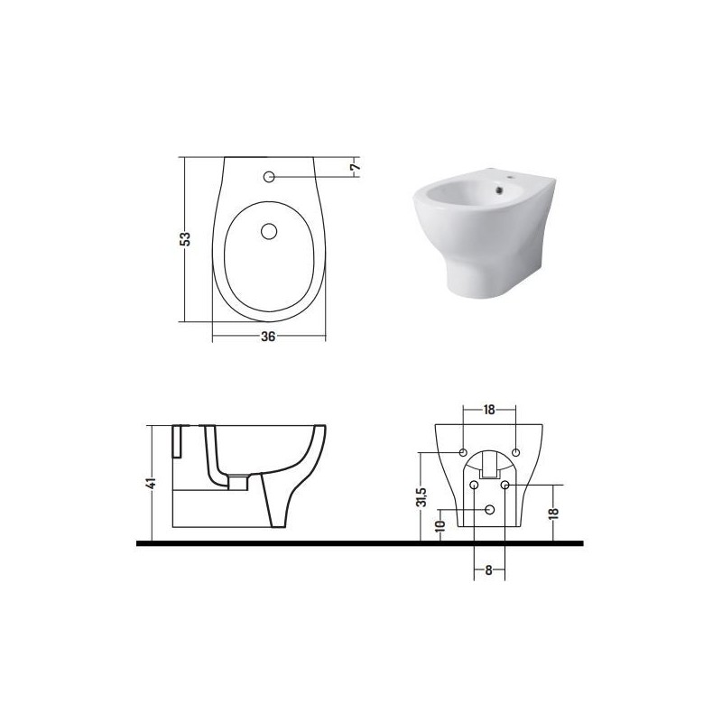 BIDET SOSPESO SERIE TOUCH 1 BIANCO MONO