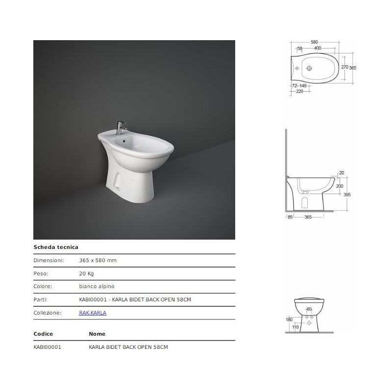 BIDET KARLA BIANCO RAK
