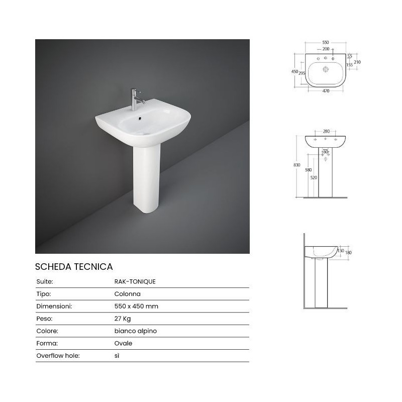 COLONNA RAK ORIENT BIANCO 67x18 cm