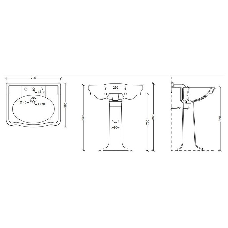 LAVABO BOHEME CM 70 BIANCO