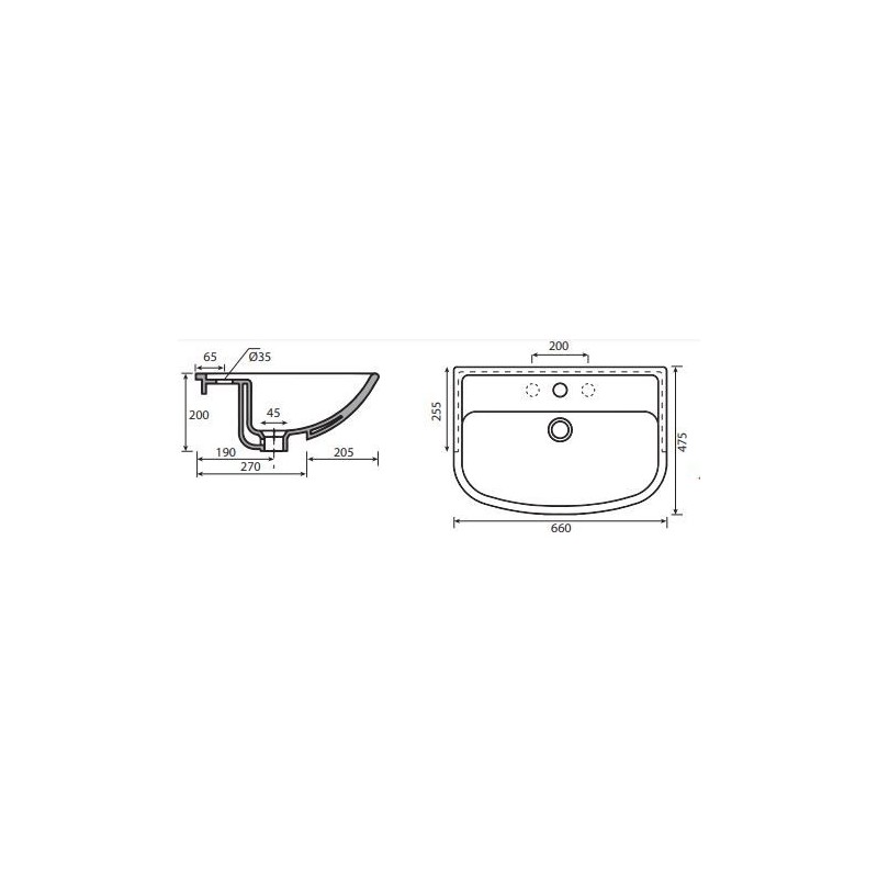 LAVABO SEMINCASSO NEMI CM 64X48 GALASSIA