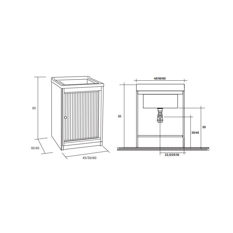 LAVATOIO CON SPORTELLI CM. 60X50 PER INTERNI E ESTERNI