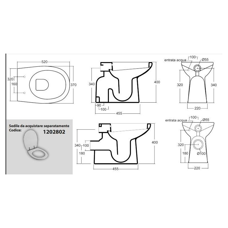 VASO BIDET CON EROGATORE  SCARICO PARETE