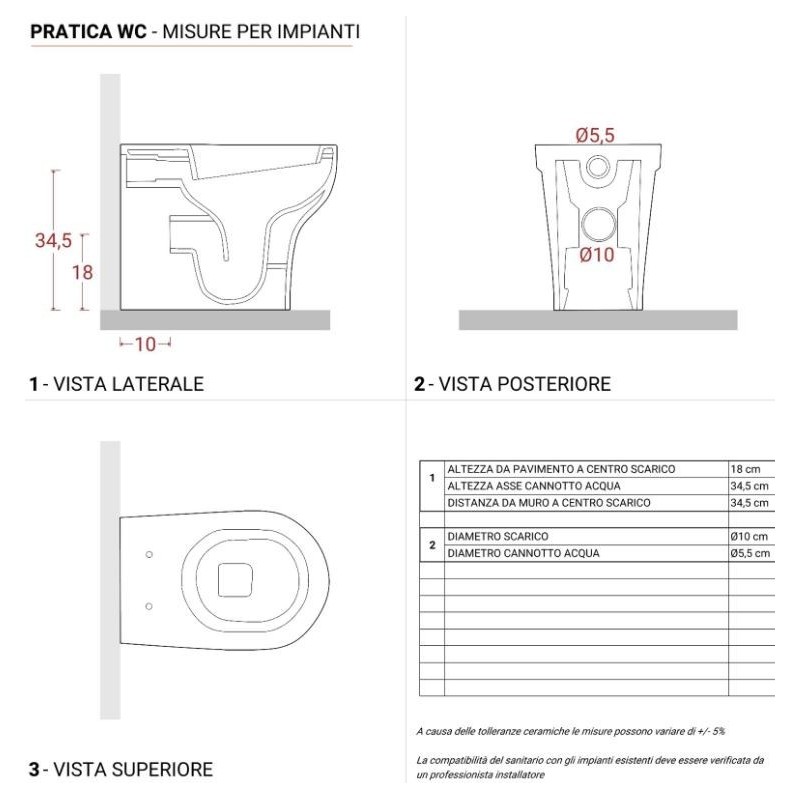 VASO PRATICA FILO PARETE AZZURRA SC.PARETE TRAS. A PAVIMENTO