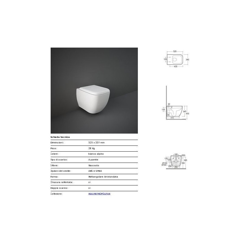 VASO SOSPESO METROPOLITAN RAK BIANCO