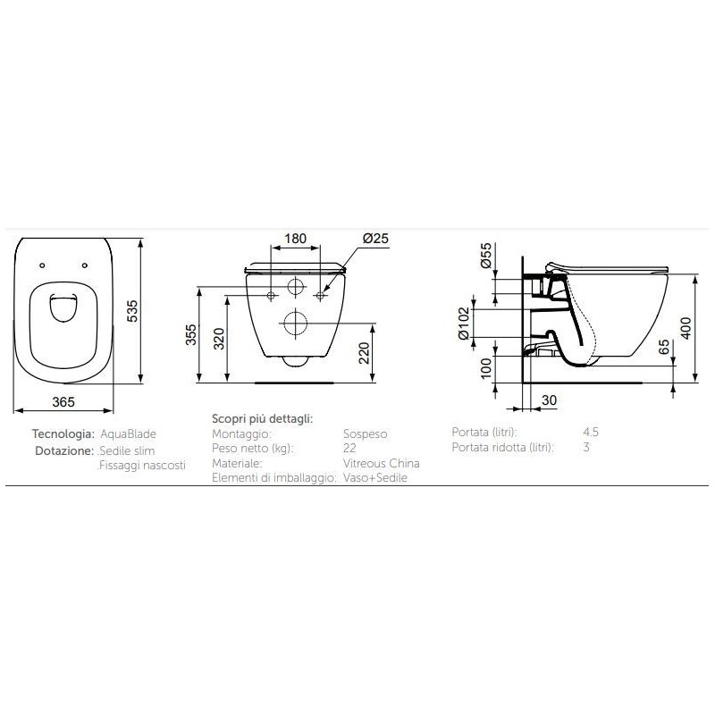 VASO TESI NEW SOS.AQUAB.C/SE.BCO T354701 CON COPRIVATER CHIUSURA NORMALE