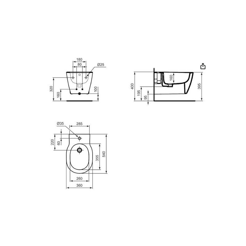 BIDET SOSPESO CONNECT IDEAL STANDARD  FIX NASCOSTI