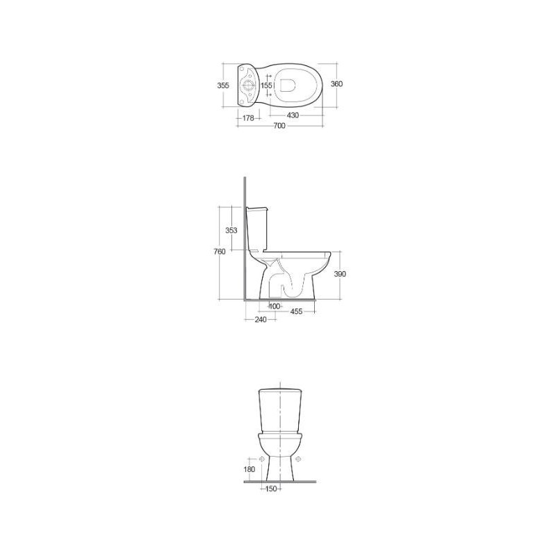 VASO KARLA RAK MONOBLOCCO SCARICO TERRA BIANCO (SOLO VASO)