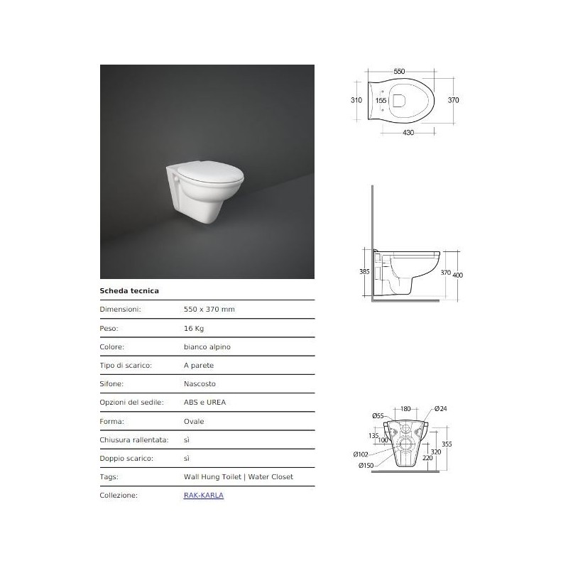VASO KARLA RAK SOSPESO BIANCO