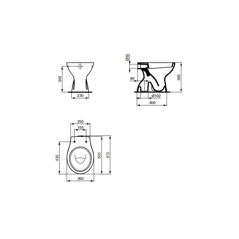 VASO BIANCO DOLOMITE SCARICO A PAVIMENTO IDEAL STANDARD QUARZO