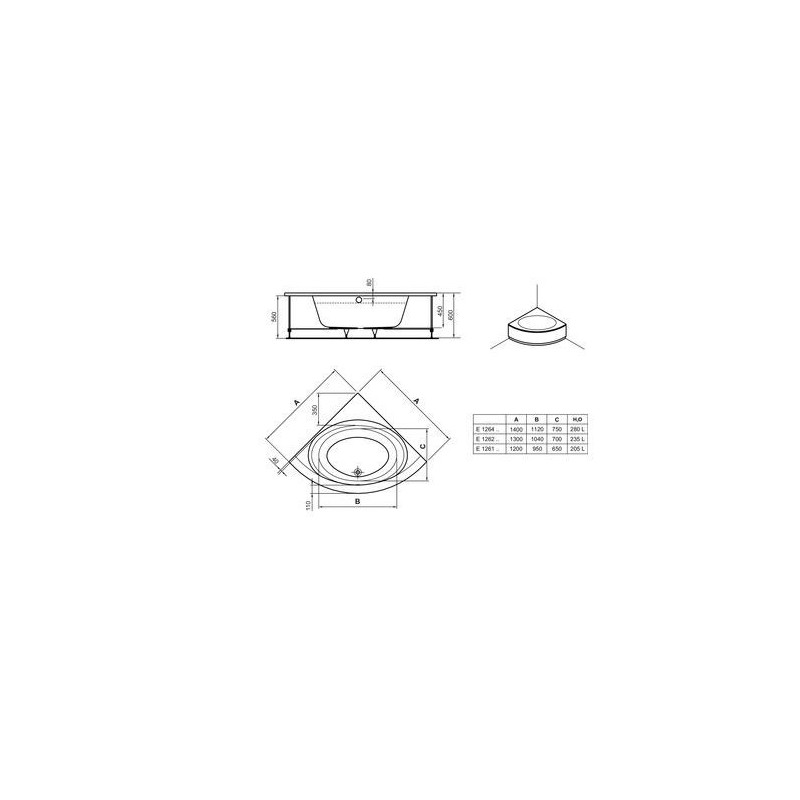 VASCA  CONNECT ANGOLARE 140  IDEAL STANDARD SENZA IDRO E PANNELLI