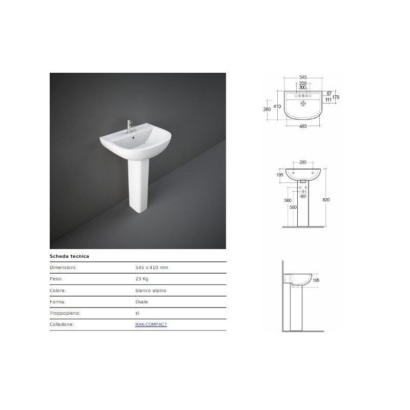 LAVABO COMPACT CM 55  COMPACT  RAK