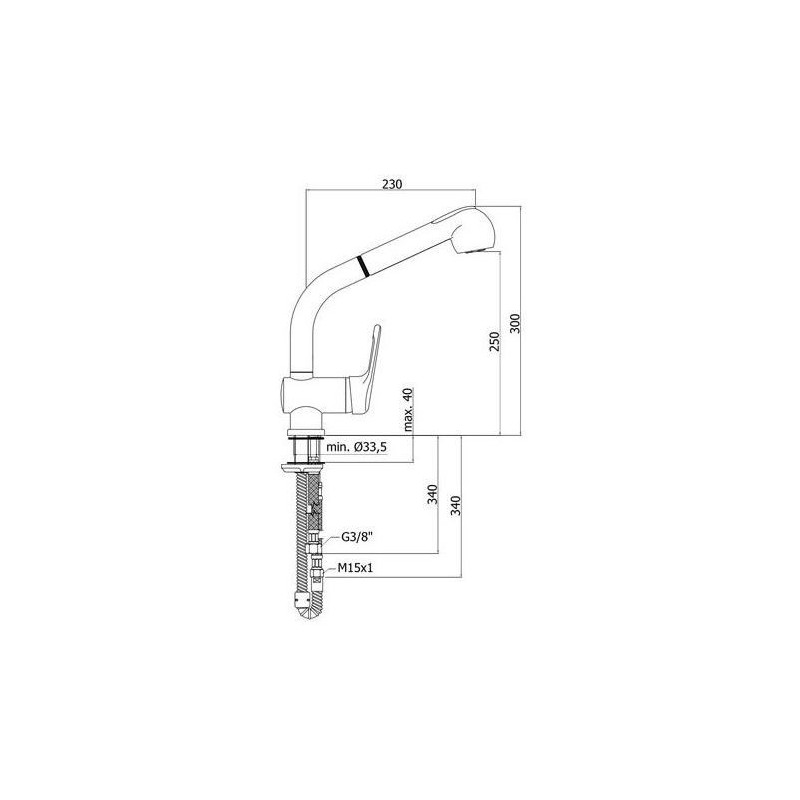 MISCELATORE LAVELLO DOCCIA ESTRAIBILE NETTUNO PAFFONI CROMO NT185CR