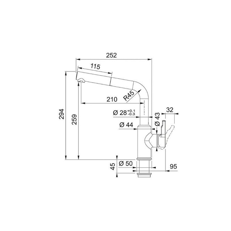 MISCELATORE LAVELLO URBAN DOCCIA ESTRAIBILE 115.0595.090 GRAFITE  FRANKE