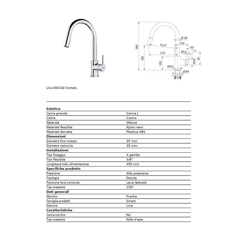 MISCELATORE LAVELLO CROLLA SERIE 7790  DOCCIA EST. 7790 CROMO