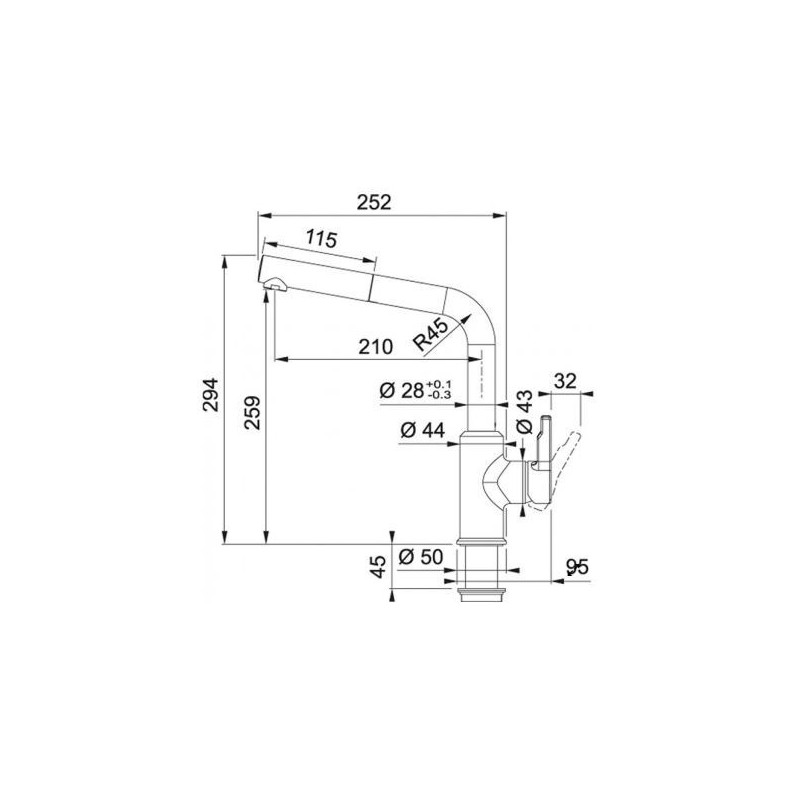 MISCELATORE LAVELLO URBAN DOCCIA ESTRAIBILE 115.0595.093 OYSTER  FRANKE