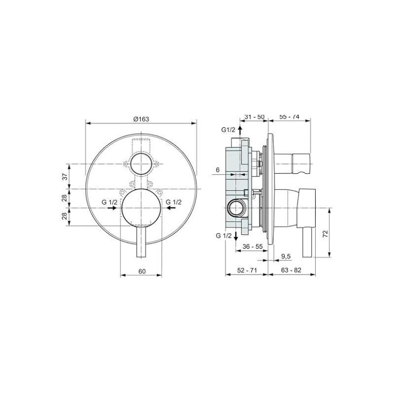 MISCELATORE IDEAL STANDARD INC DOCCIA CON DEVIATORE CERALINE A6939