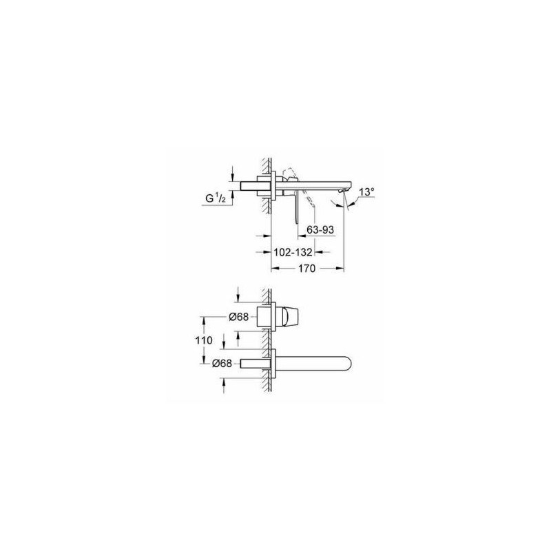 MISCELATORE INCASSO A MURO LAVABO GROHE EUROSMART COSMOPOLITAN 19381
