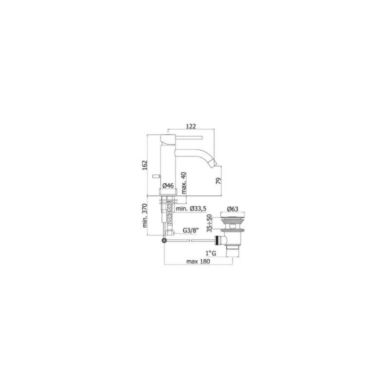 MISCELATORE LAVABO S.A.1 1/4 LIGHT  PAFFONI CROMO LIG075CR