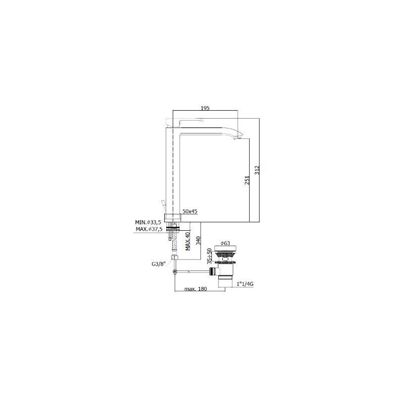 MISCELATORE LAVABO T/C  LEVEL ALTO  PAFFONI CROMO