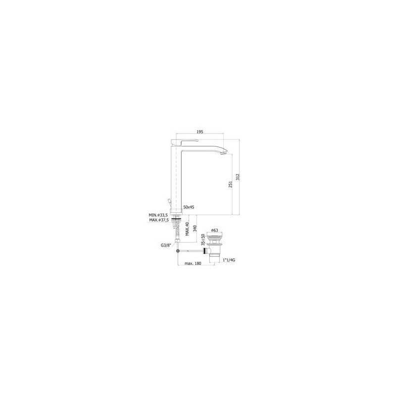 MISCELATORE LAVABO SC.AUT.11/4 LEVEL ALTO  PAFFONI CROMO LES085CR