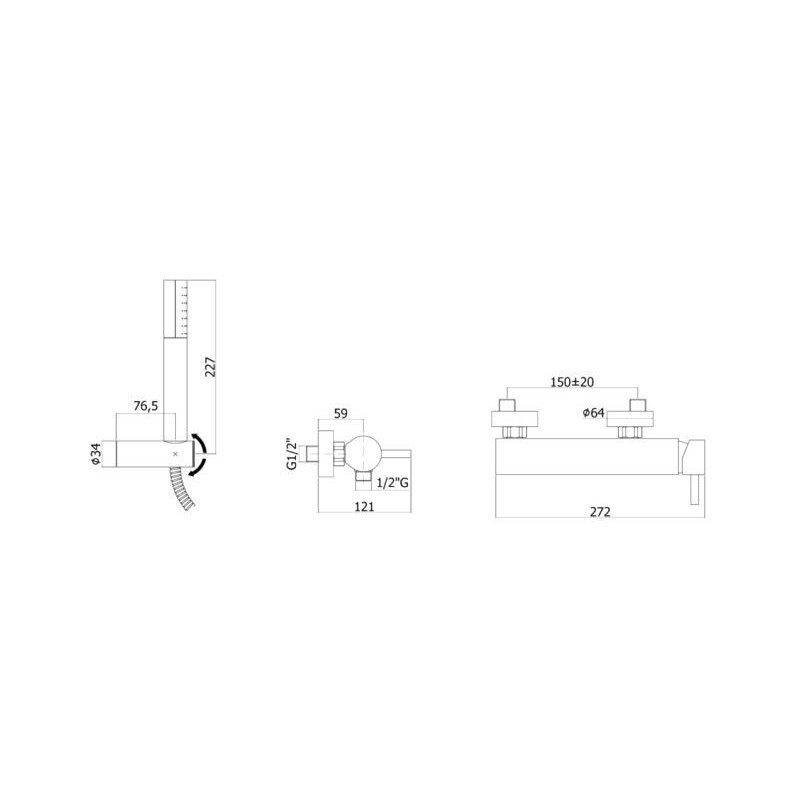 MISCELATORE VASCA STICK CON SUPPORTO FLESSIBILE E DOCCIA PAFFONI SK023CR