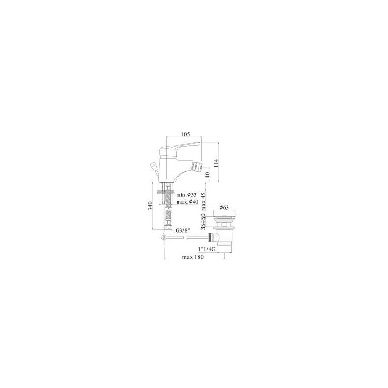 MISCELATORE BIDET NETTUNO 1 1/4 PAFFONI CROMO