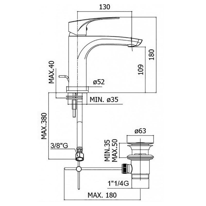 MISCELATORE LIME LAVABO S.A 1 1/4  PAFFONI CROMO