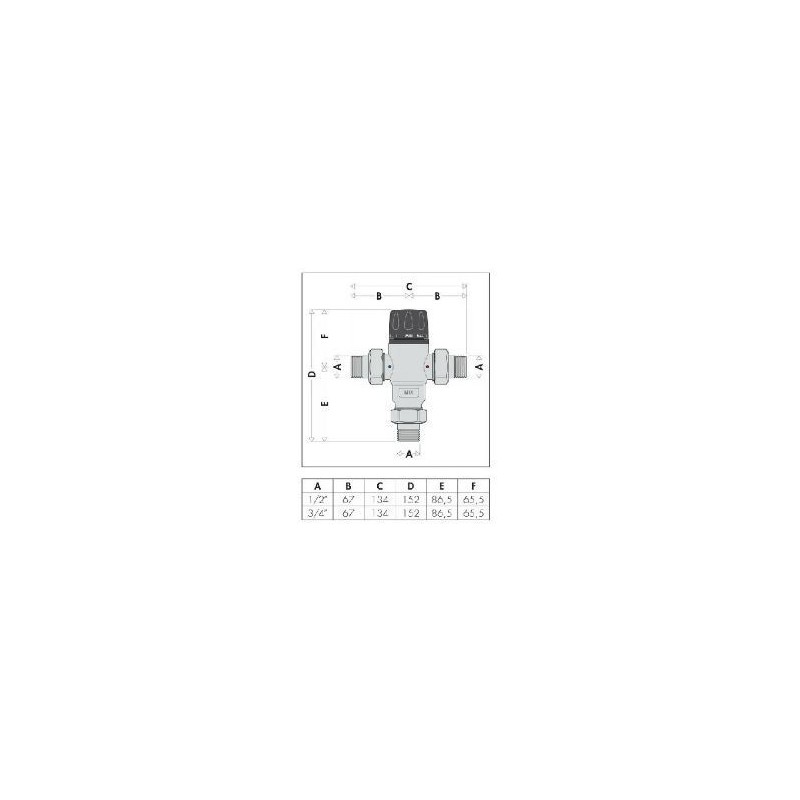 Miscelatore termostatico anticalcare, regolabile CALEFFI 521 cod.521500