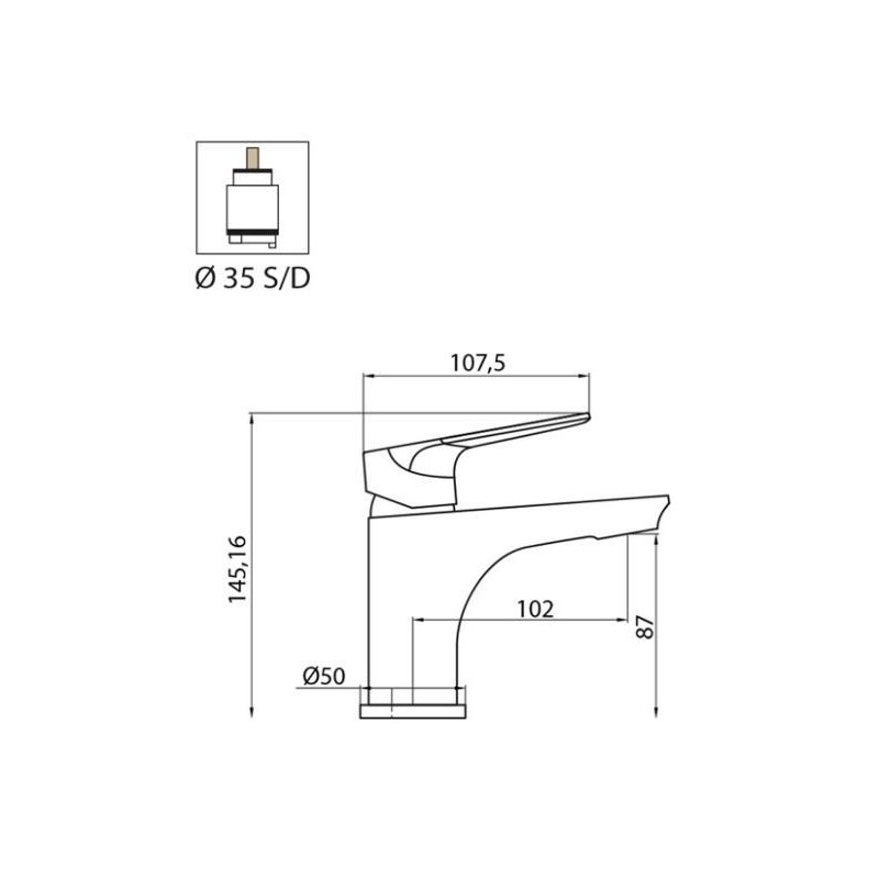 MISCELATORE LAVABO 1"1/4 TITANIO DUEMMEGGI ITALY TN 100
