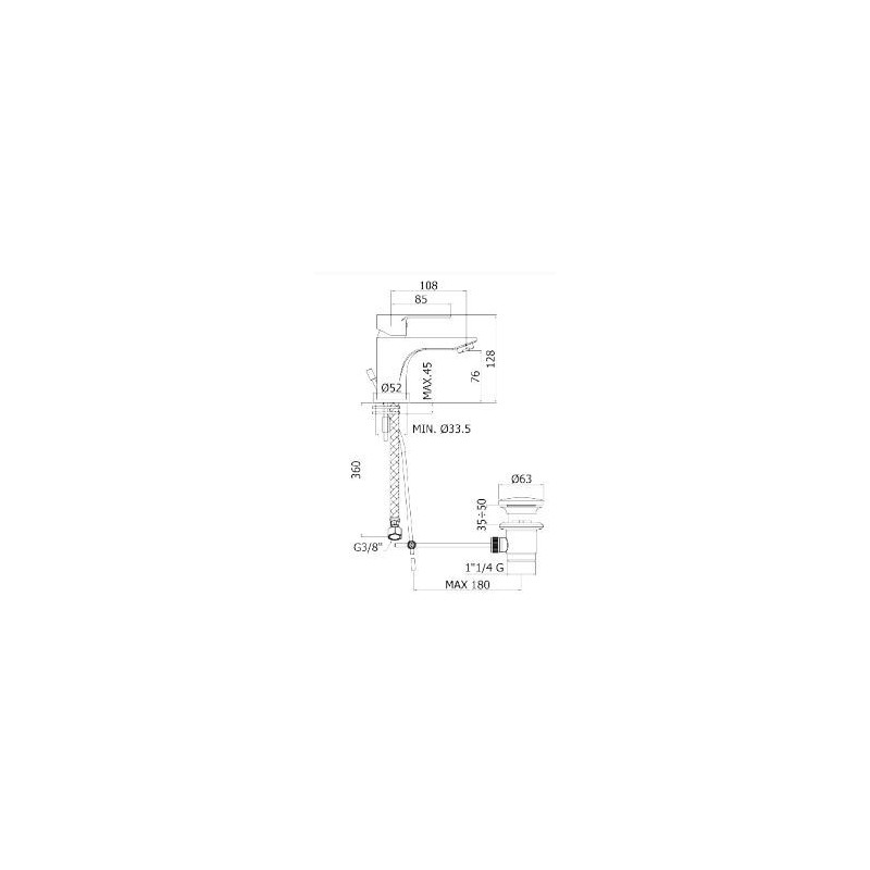 MISCELATORE BIDET 1"1/4 TITANIO DUEMMEGGI ITALY TN 110