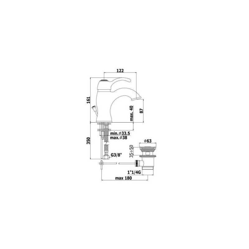 MISCELATORE LAVABO S.A 1 1/4 FLAVIA PAFFONI CROMO