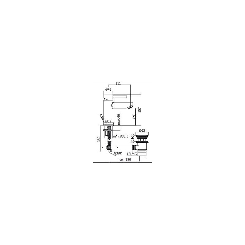 MISCELATORE LAVABO S.A 1 1/4 STICK  PAFFONI CROMO