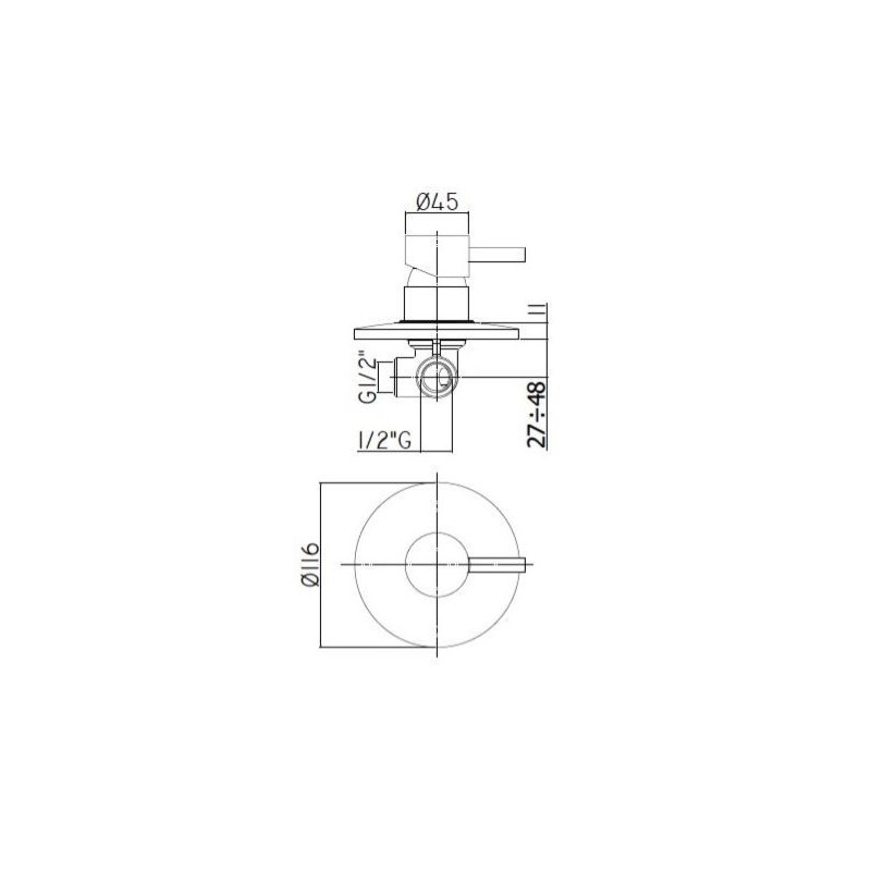 MISCELATORE INCASSO DOCCIA STICK  PAFFONI CROMO SK010CR