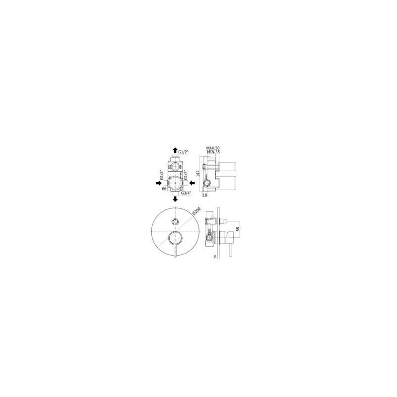 MISCELATORE DOCCIA CON DEVIATORE  STICK PAFFONI CROMO SK015CR