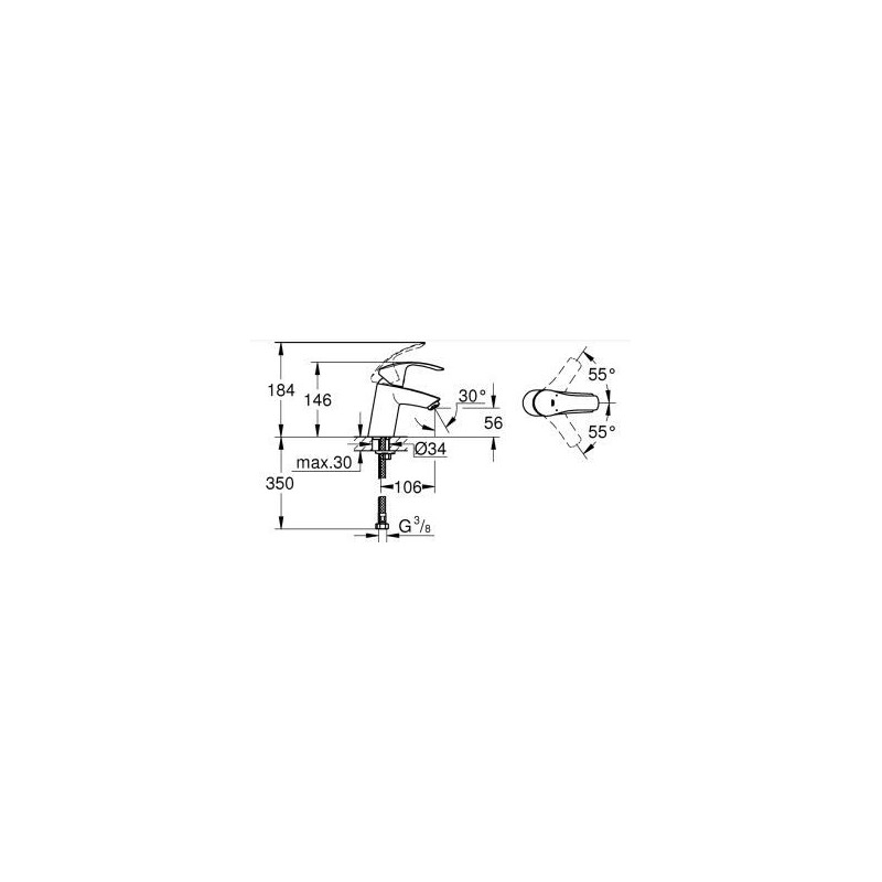 MISCELATORE LAVABO EUROSMART NEW CROMATO GROHE 33265002