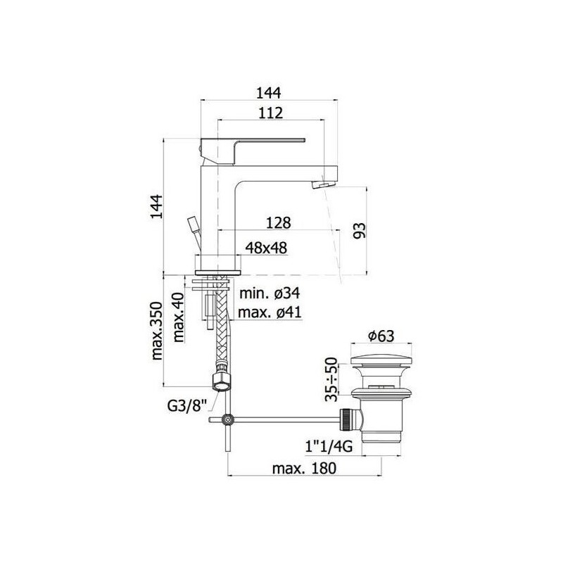 MISCELATORE LAVABO S.A 1 1/4 ELLE LEVA CHIUSA PAFFONI CROMO EL075CR