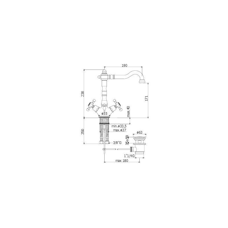 MONOFORO LAVABO BELINDA BRONZO VIT.CERAMICO  PAFFONI