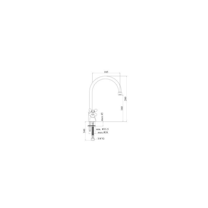 MONOFORO LAVABO IRIS PAFFONI CANNA FUSA RAME IRV180