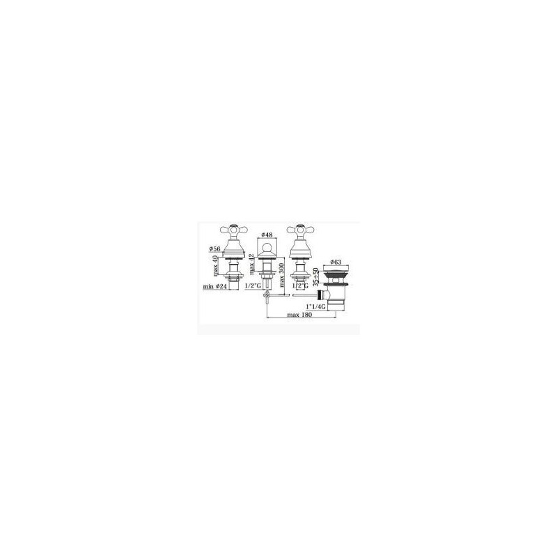 BATTERIA BIDET' 3 FORI S.A.11/4 PAFFONI IRIS CROMO/ORO  IR 116