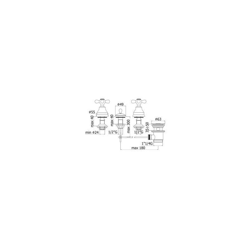 BATTERIA BIDET' 3 FORI S.A.11/4 PAFFONI IRIS IR 116