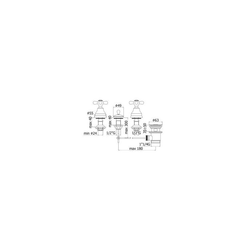 BATTERIA BIDET' 3 FORI S.A.11/4 PAFFONI IRIS IR 116 BRONZO